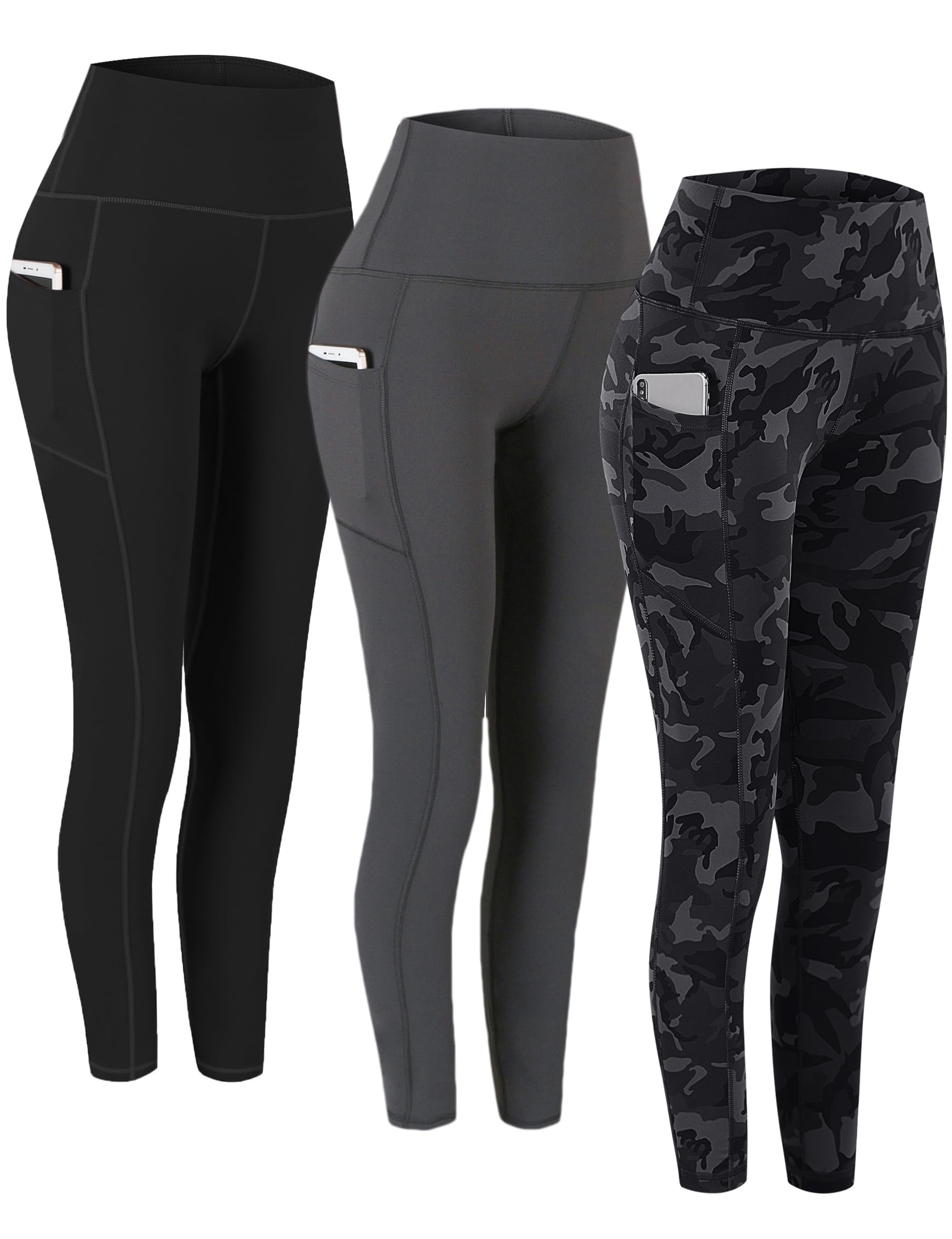 Fengbay 2 Pack High Waist Yoga Pants with Pockets, Tummy Control Workout Running Yoga Leggings for Women