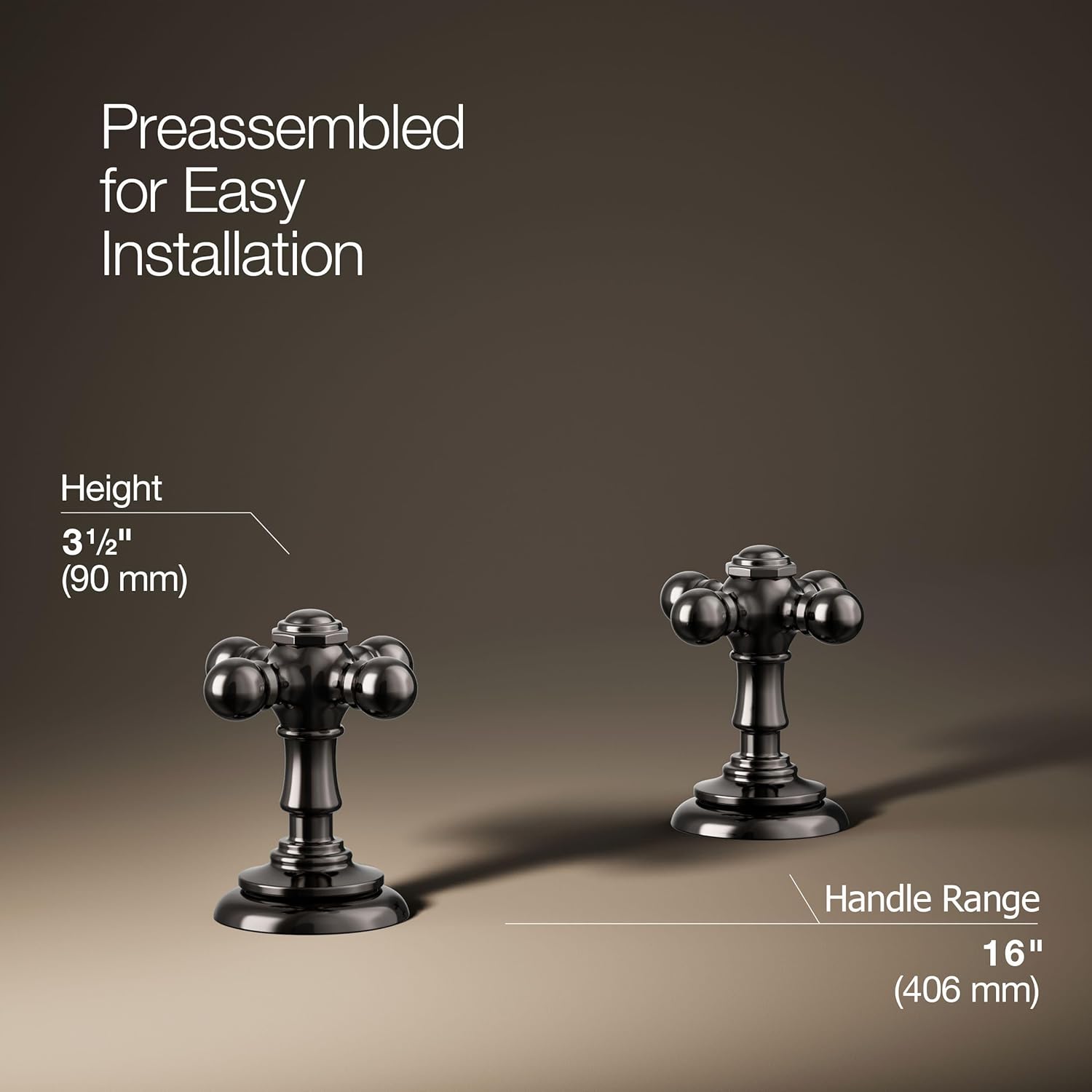 KOHLER 98068-3-TT ARTIFACTS® WIDESPREAD HANDLES, CROSS, Vibrant Titanium