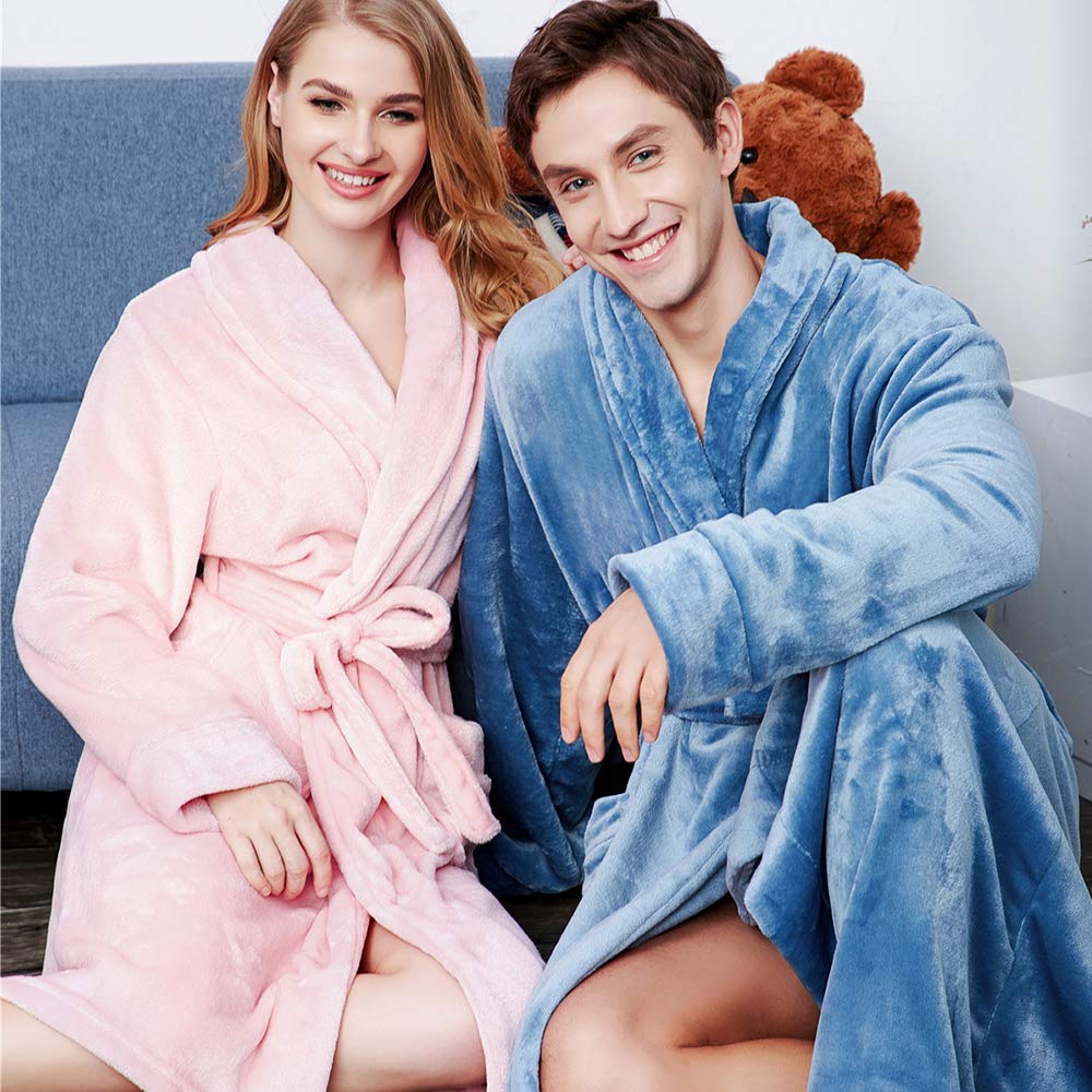 Vestaglia Lunga Donna in Pile con Cintura Accappatoio in pile con cappuccio da donna Accappatoio in pile leggero morbido peluche breve flanella Accogliente accappatoio in pile super morbido (Navy, XL