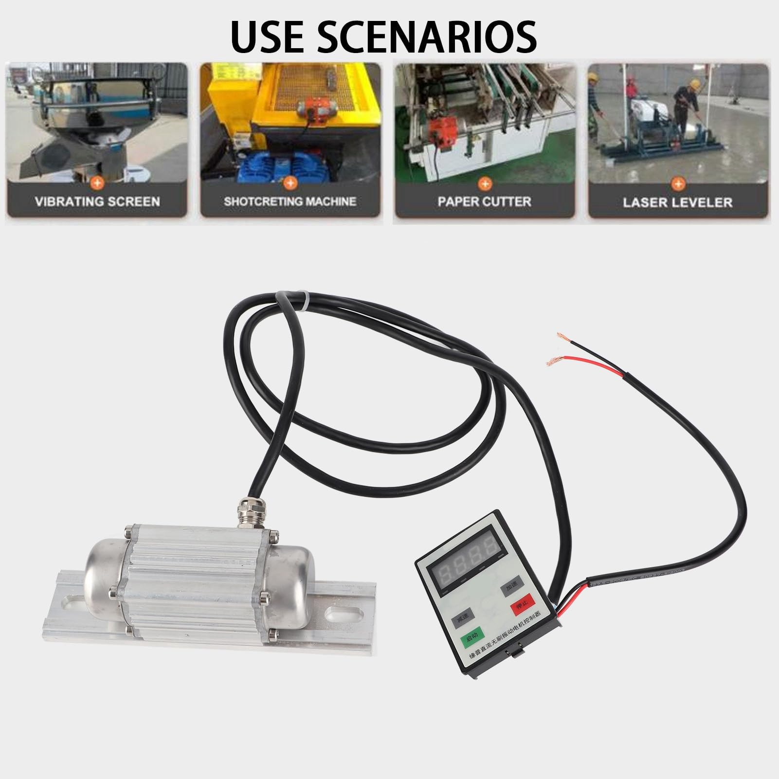 Naroote Motore di Vibrazione, Motore Vibrante 7500 Giri/Min Vibratore in Calcestruzzo Digitale con Controller di velocità 24 V DC Senza Spazzole per Tavolo da Shaker di Sabbia (30W)
