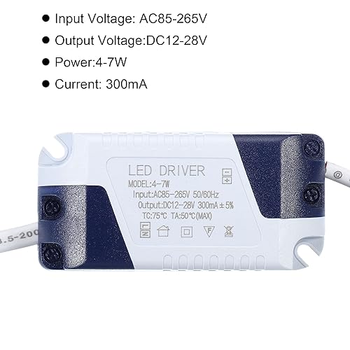 Miniatura 4 de PATIKIL 4-7W 300mA LED Driver, 4pcs AC 85-265V Salida 12-28V DC Conector hembra Constante corriente rectificador transformador fuente de