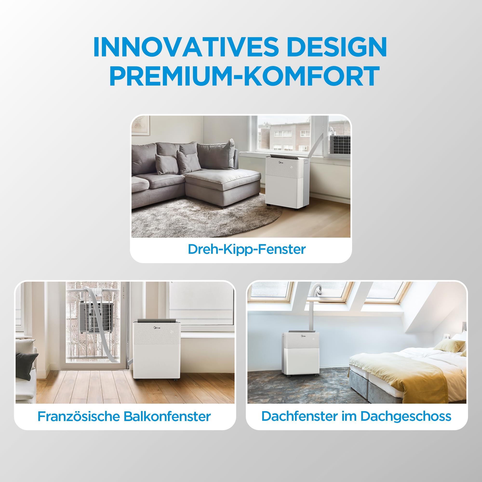 Midea PortaSplit-E Mobile Klimaanlage 12000 BTU 3,5kW Mini-Split A++ 42 m² 39 dB(A) Silent