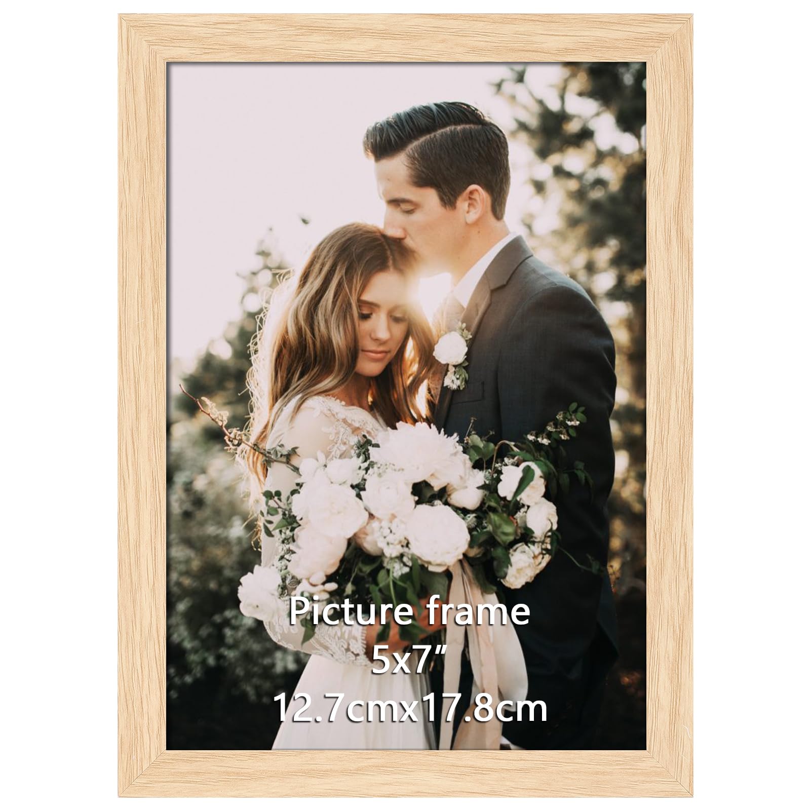 Giftgarden 7x5 Photo Frame Oak Colour, Sleek Thin Design Picture Frames 7x5 for Tabletop or Wall Displays — image 1