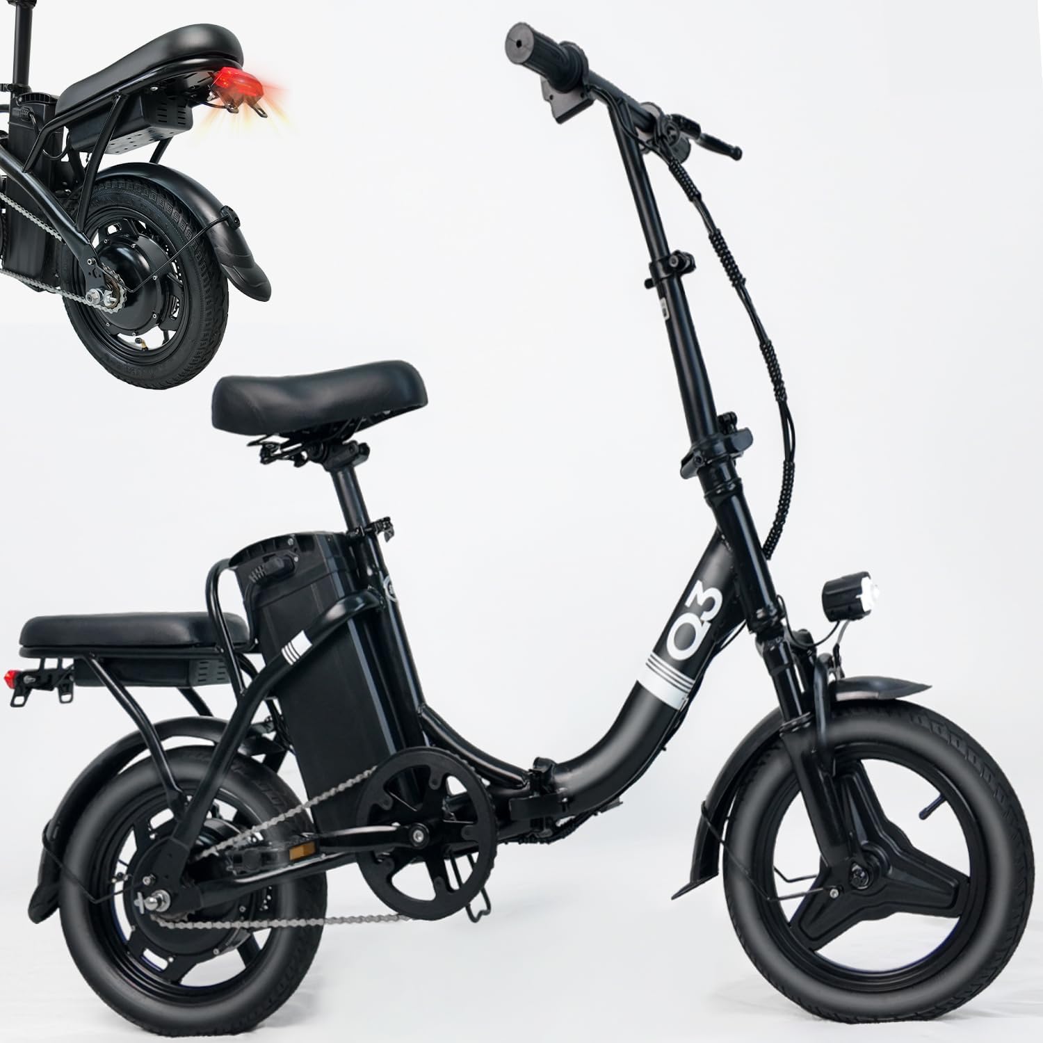 14" Folding Electric Bike for Adults, Peak 500W Motor, Small ebike Max Speed 20MPH &19-35 Miles Range, 330LBS Load, Commuter E-Bike for Work/School