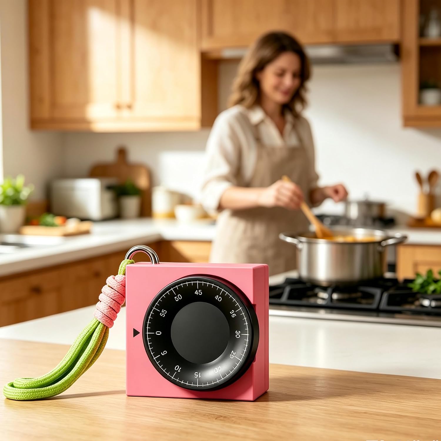 60 Minutes Mechanical Wind Up Timer, Loud Alarm Manual Countdown Kitchen Timer, Battery-Free Timers for Cooking, Baking, Classroom, Homework, Study and Exercise (Raspberry Pink)