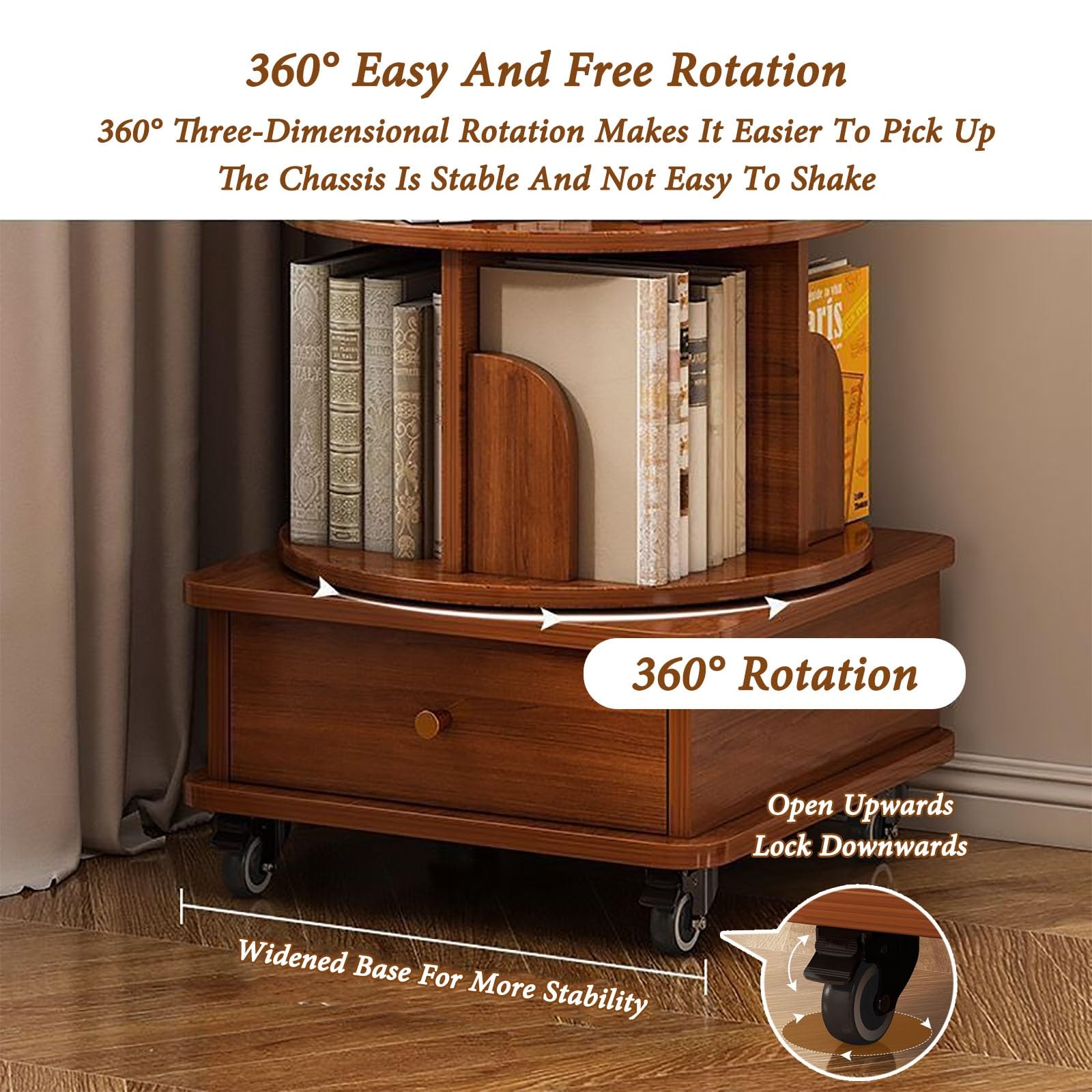 Amazon｜本棚 回転式 引き出し付き 回転式本棚 5段 大容量 本棚