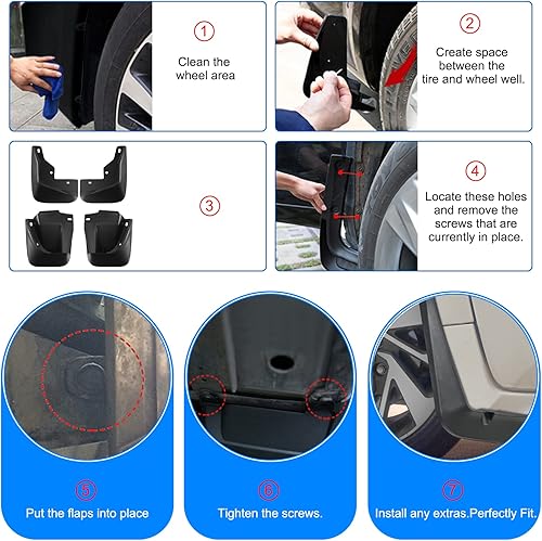 Miniatura 7 de BDFHYK Protectores contra salpicaduras de barro, 4 unidades de protectores de lodo laterales delanteros y traseros compatibles con Honda Accord