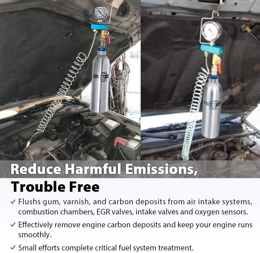 FIRSTINFO A1601 4 In 1 Intake Valve Combustion Chamber Cleaner, Fuel Injection Canister, Vacuum System Pressure Tester Kit