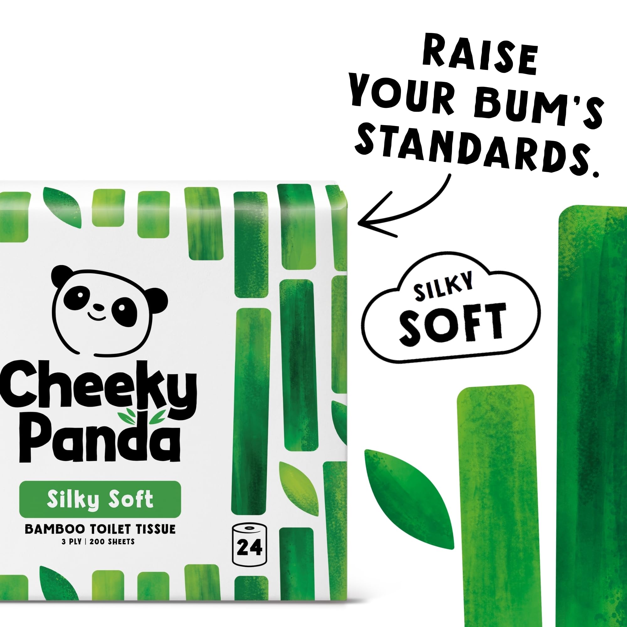 The Cheeky Panda Bamboo Toilet Rolls Bulk Buy – 24 Rolls of 3 Ply Toilet Paper | Plastic Free Packaging and Sustainable Tissue Paper | White - 4