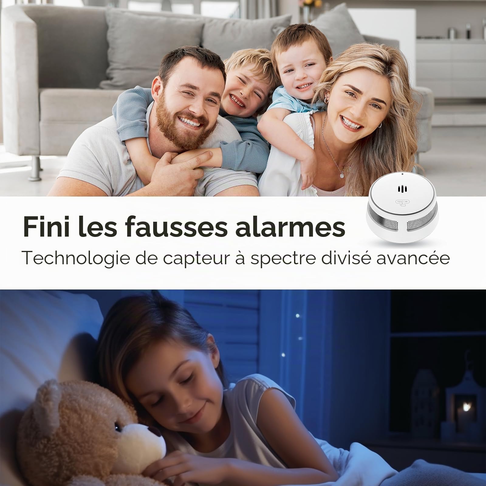 Détecteur de fumée interconnectés, Batterie de 10 Ans, détecteurs d'incendie pour la Maison interconnectés, détecteur de fumée télécommandé, Conforme à la Norme EN14604 (3pack interconnecté)