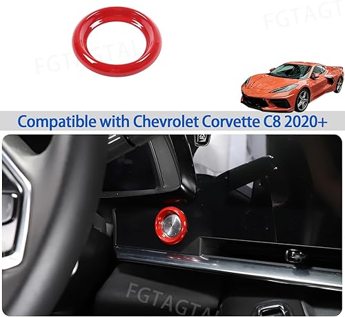 Miniatura 6 de Cubierta del botón de arranque de parada del motor para Chevrolet Corvette C8 Stingray 2020-2024, accesorios de anillo de arranque de encendido ABS