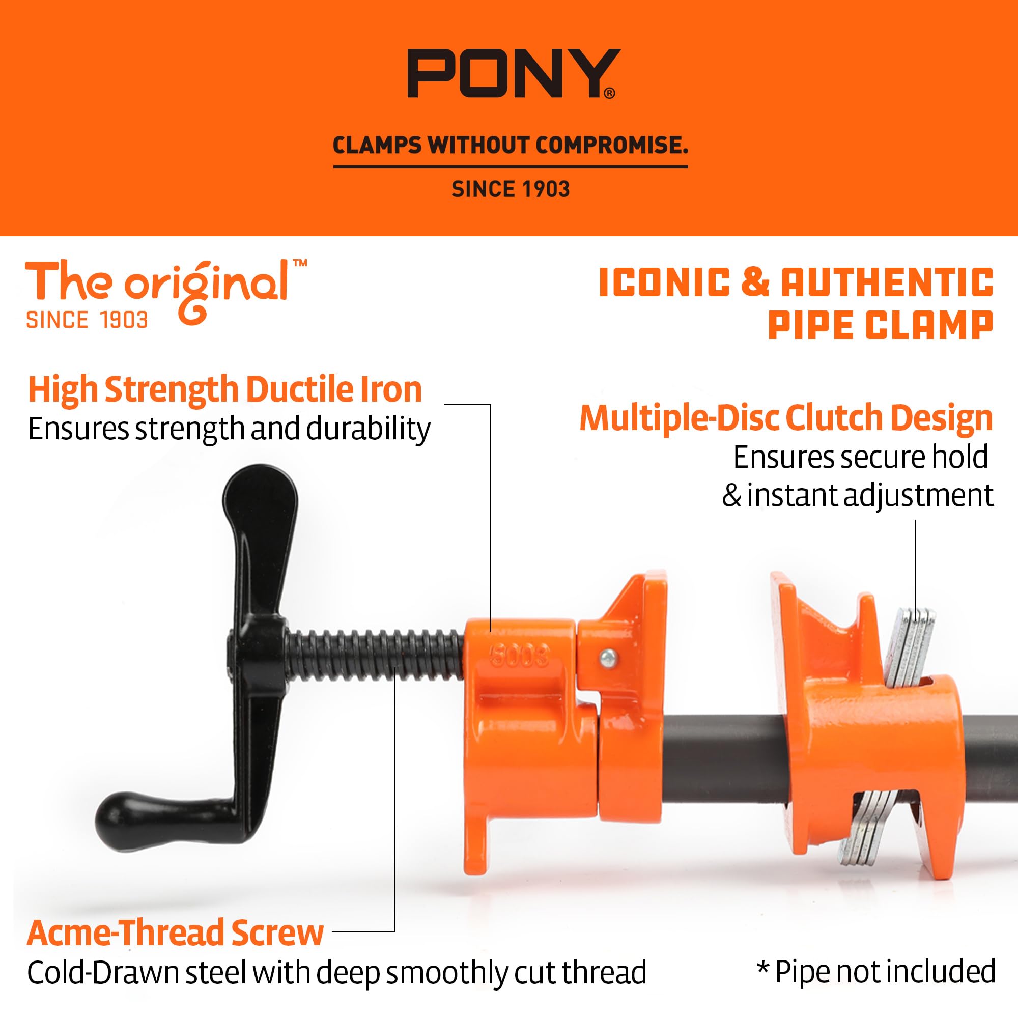 Amazon.co.jp: PONY 2個パック 50 木材接着パイプクランプ器具 3/4 
