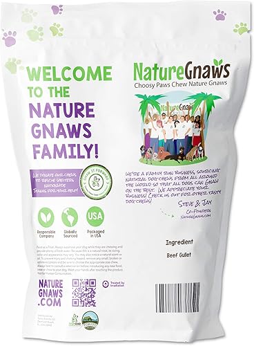 Miniatura 2 de Nature Gnaws Golosinas masticables trenzadas de carne seca para perros, palitos de gollet de carne de res naturales de primera calidad, simples de