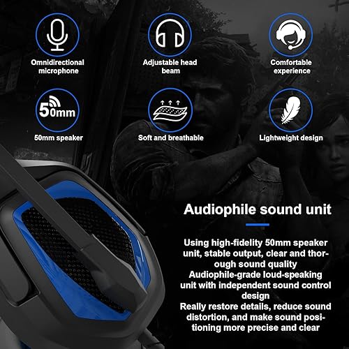 Miniatura 6 de Anivia MH602 - Auriculares para juegos para PC, PS5, PS4, Nintendo, Xbox One Mac, auriculares estéreo con cable con micrófono de cancelación de
