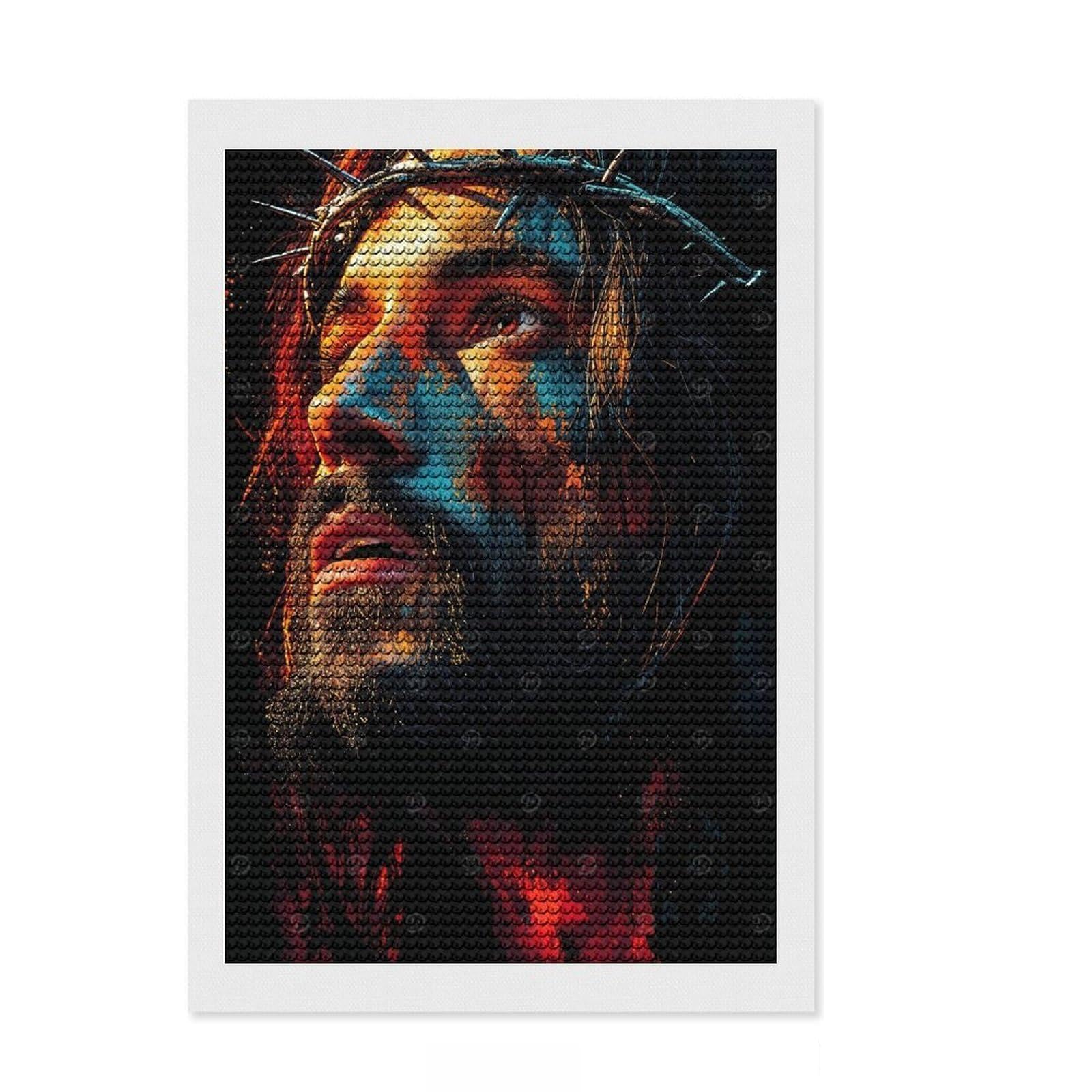 Junmoney Jesus Christ Portrait DIY Diamond Art Canvas Kit 8"x12", Easy to Enjoy, Adhesive Canvas, Aesthetic Room Decor, Thoughtful Handmade Gift