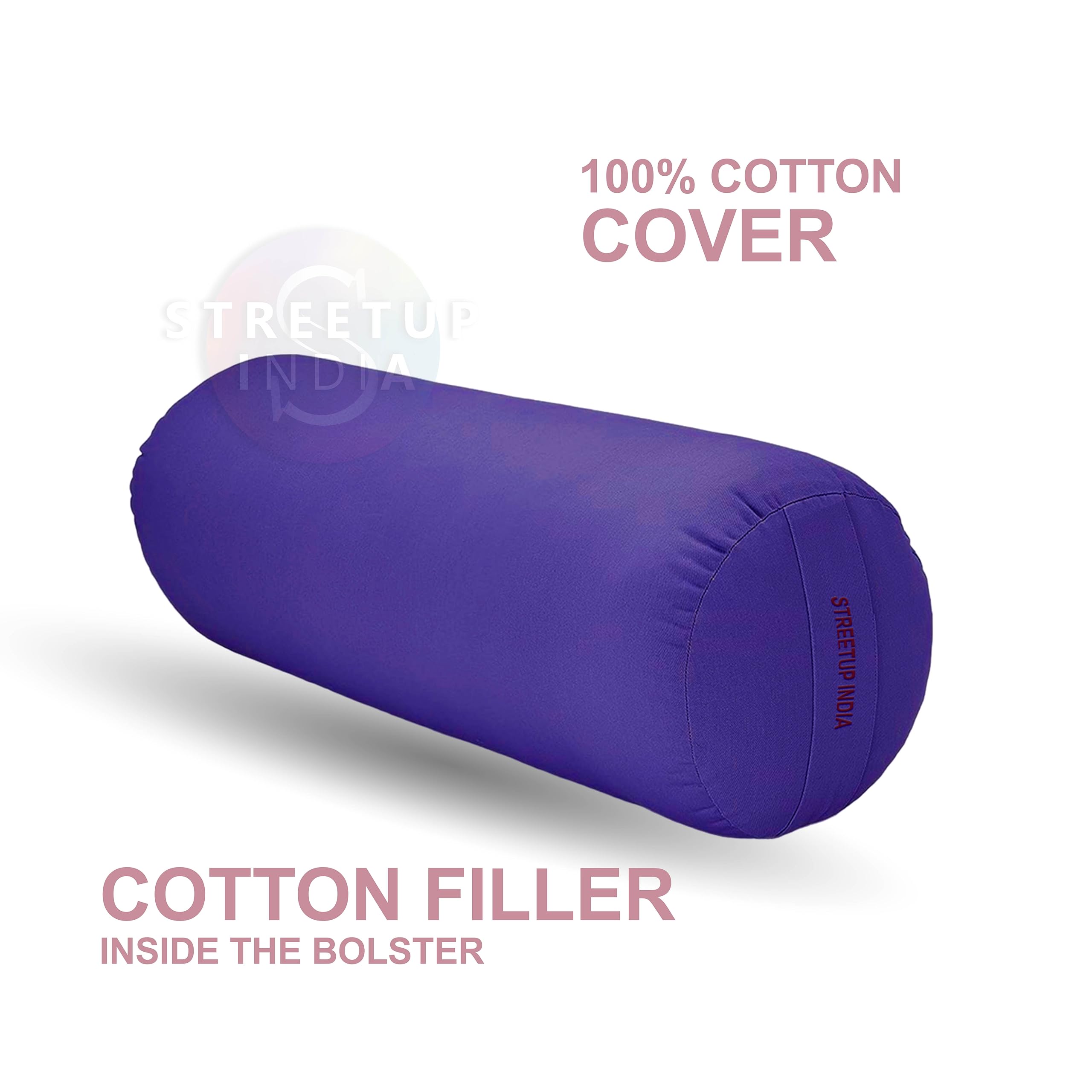 Streetup India® Yoga Bolster for Iyengar Yoga with Cotton Washable Cover (Blue) 1