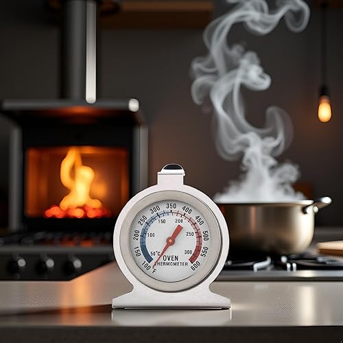 Miniatura 6 de Termómetro plateado para horno, 122.0-572.0 °F/100-600°F, termómetro de acero inoxidable de lectura instantánea, termómetro de cocina de cocina con