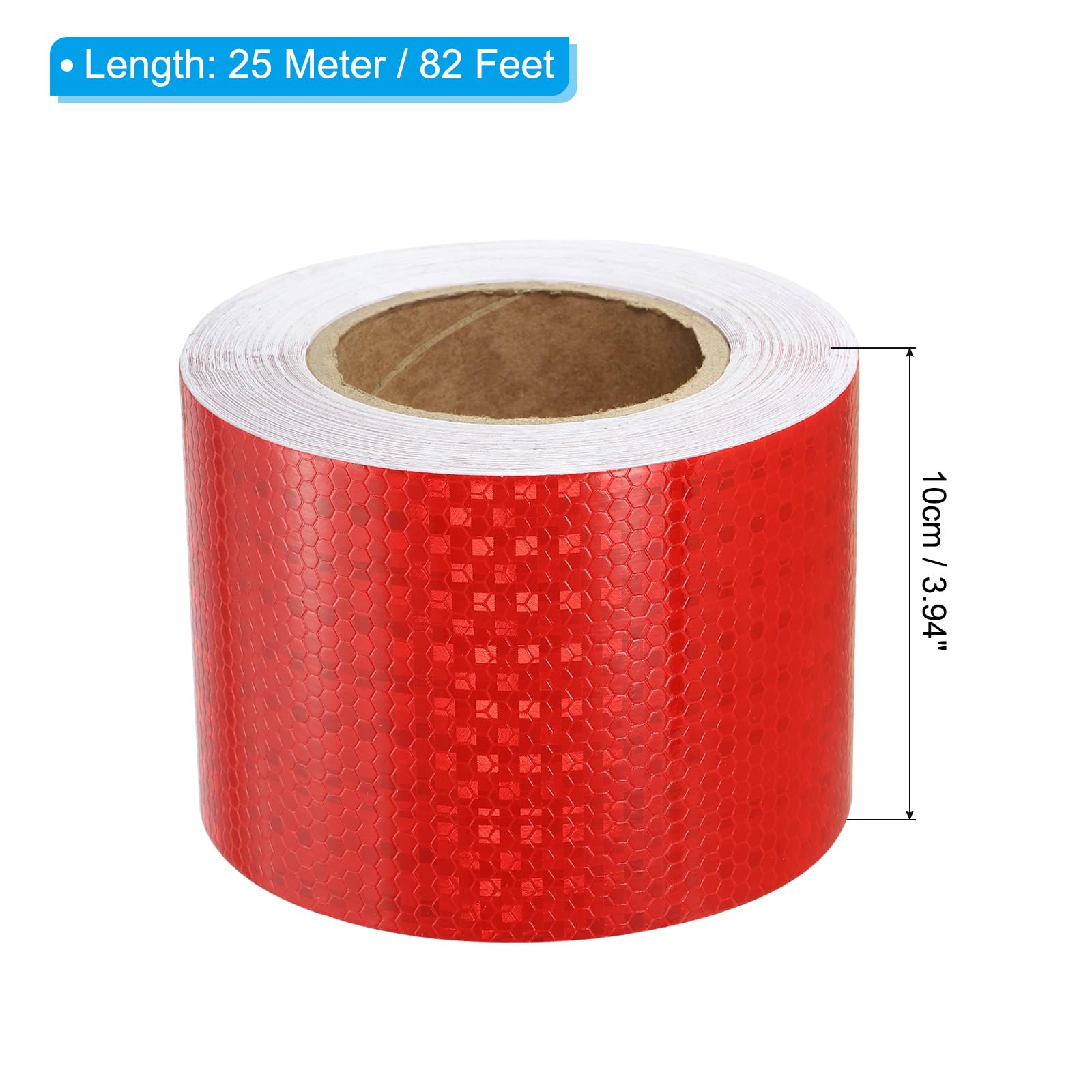 PATIKIL Ruban Réfléchissant Adhésif Rouge 1 Rouleau 10cm x 25 Mètres Ruban Adhésif Réfléchissant de Sécurité Imperméable et Haute Visibilité pour Camions, Remorques, Voitures