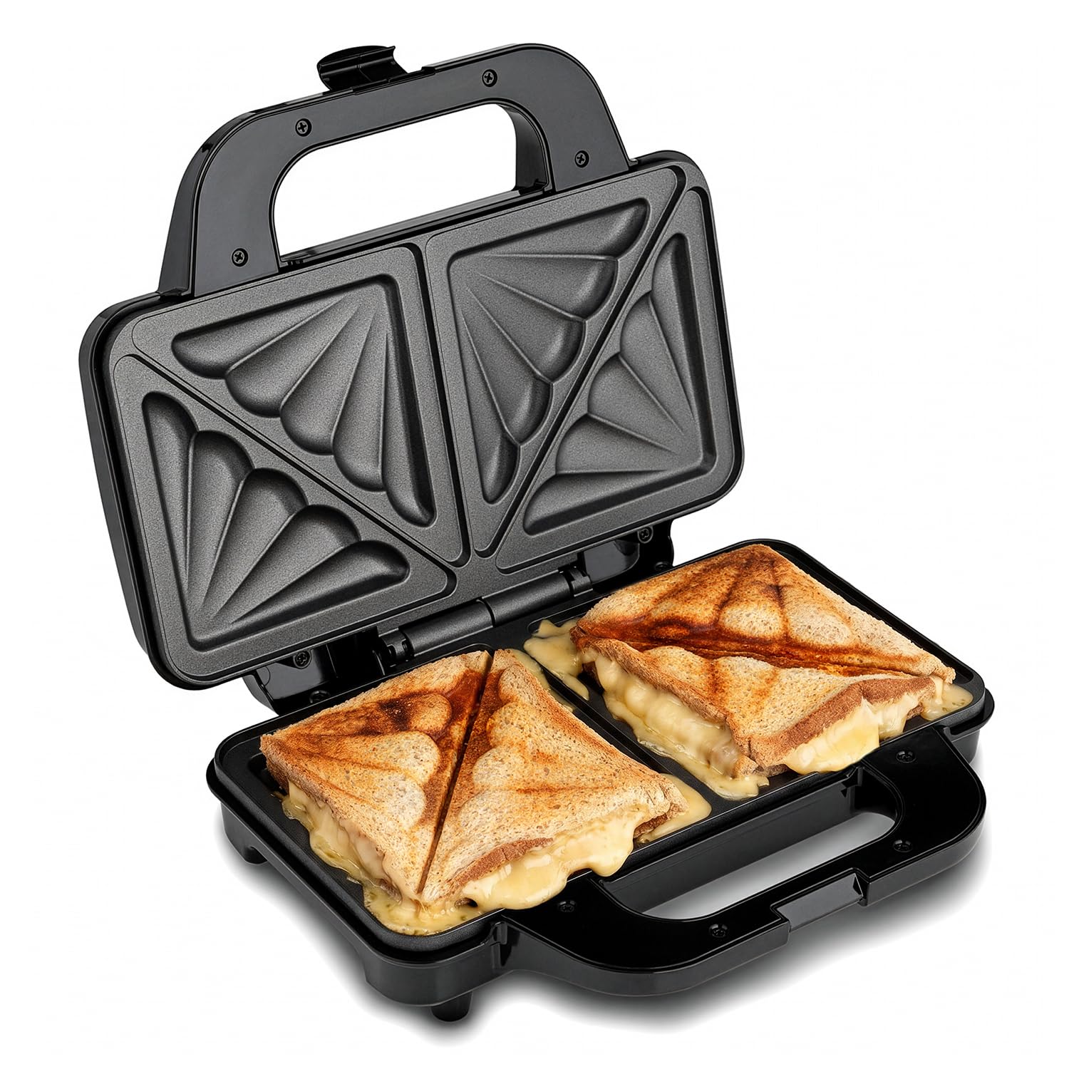 Global Gourmet by Sensio Home 4 Slice Sandwich Toaster Black - Premium Deep Fill Toastie Maker, 900W Sandwich Maker Electric Grill Press - Non Stick Hot Plates for Toasted Bread & Panini