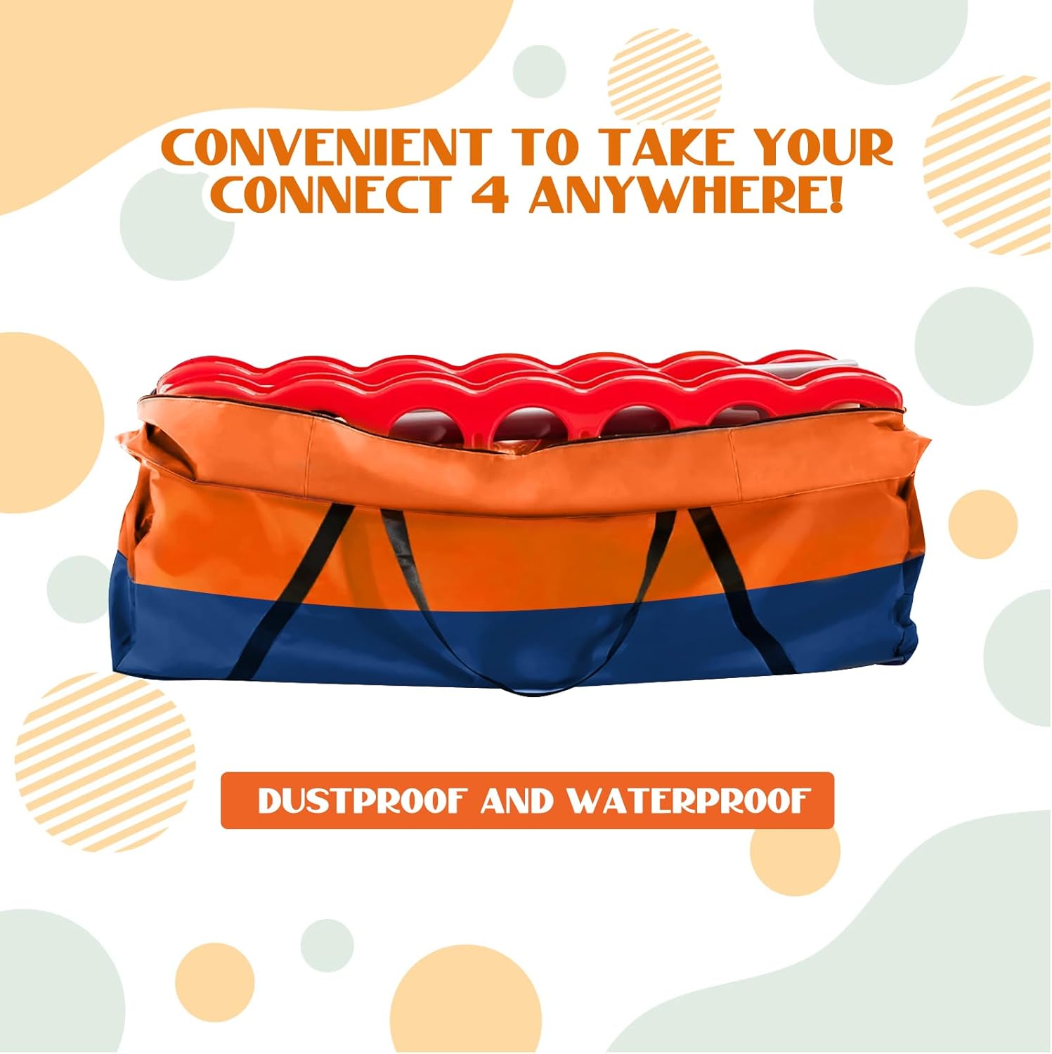 Giant Connect 4 Carrying Duffle Bag,Large & Sturdy Carrying Bag for Jumbo 4 in A Row, Easy Storage & Transportation for Life Size Jumbo 4 to Score Connect Four Outdoor Storage Bag(Game Not Included)