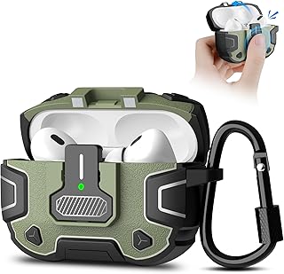 Nillkin Airpods Pro 2nd Generation Case with Secure Lock Magnets, Airpods Pro 2 Case for Men Women with Metal Keychain, Full Body Shockproof Protective Case for Airpods Pro 2 Case Cover 2022 Green