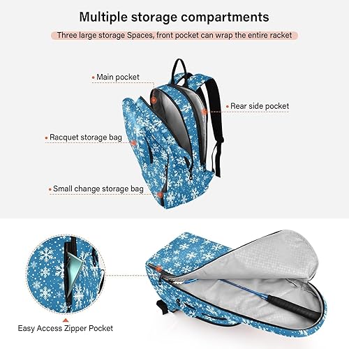 Miniatura 5 de Bolsa de tenis de bádminton mochila impermeable copos de nieve 3 raquetas de bádminton bolsa de pickleball para hombres mujeres tenis accesorios