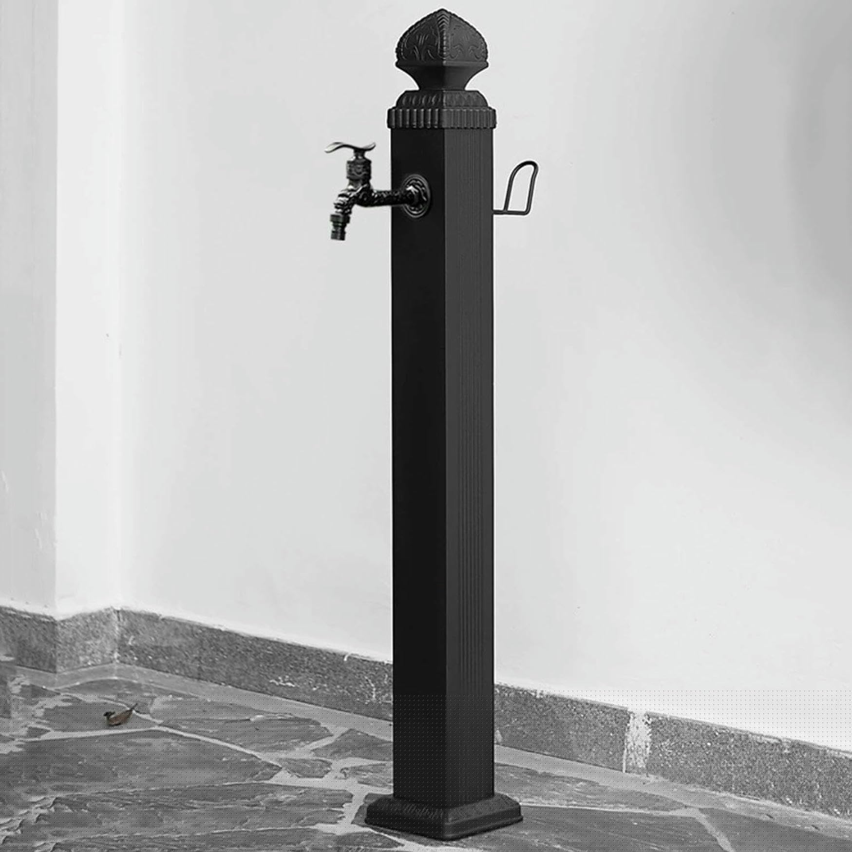 Fontana da esterno con rubinetto e gancio, colonna anti-allentamento per un efficiente sistema di irrigazione e irrigazione, decorazione da giardino e fontana d'acqua