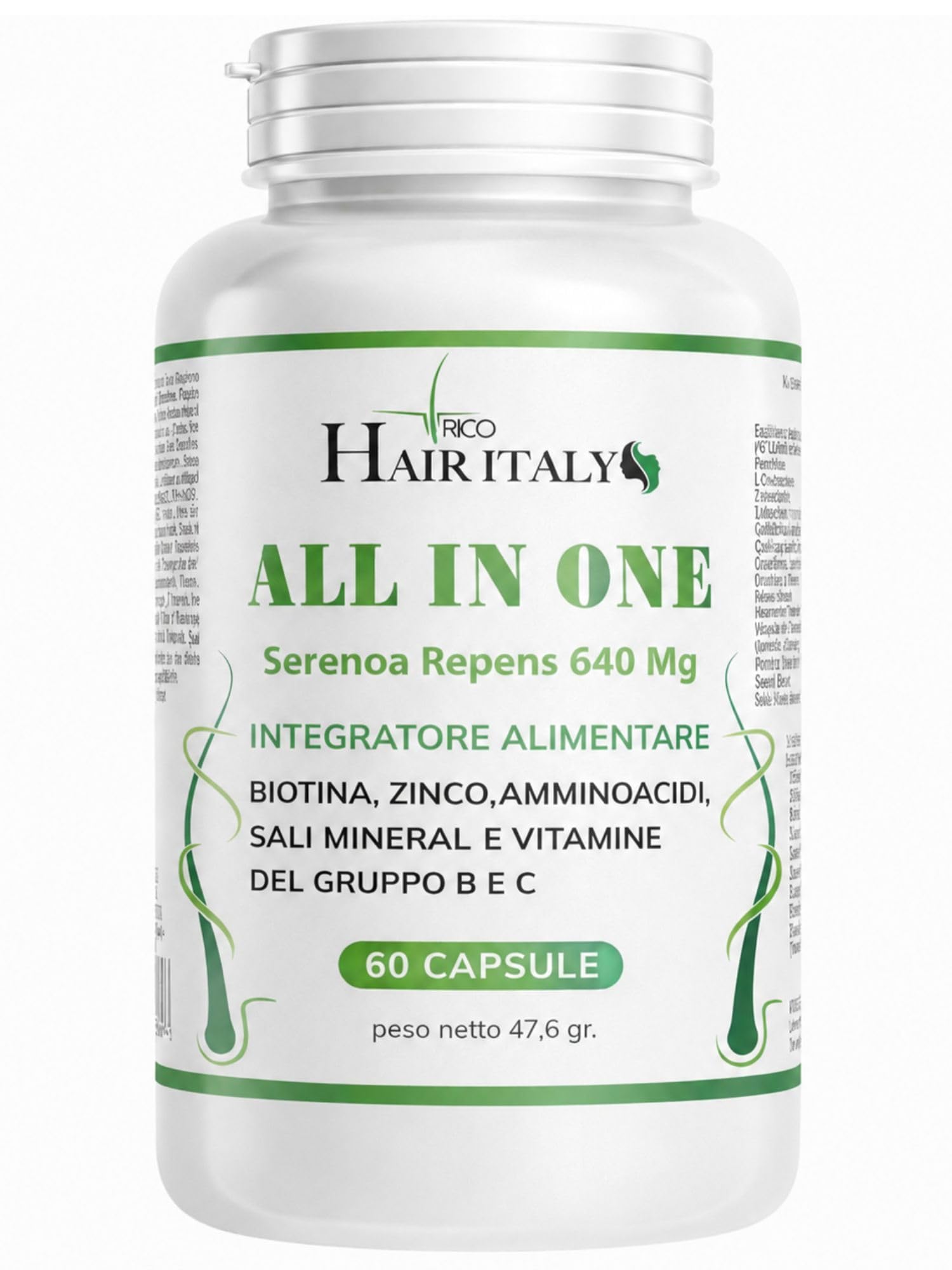 Integratore capelli e Vitamine capelli + serenoa repens+​biotina+​zinco+​Selenio+​Saw Palmetto e Caffeina.​Multivitaminico Estratti Vegetali e Vitamine,​Supporta la crescita aiuta contro la caduta.