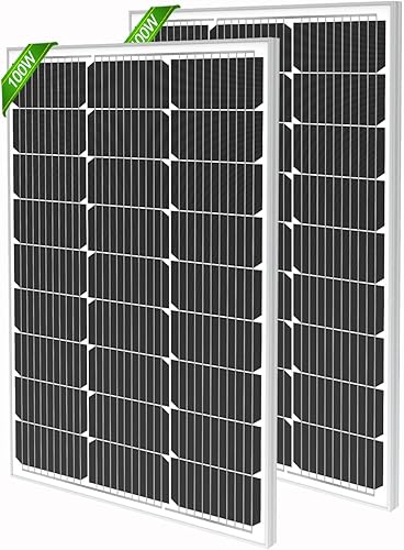 WERCHTAY Panel solar monocristalino de 200 W, paquete de 2 unidades de 10 BB 100 W módulo de alta eficiencia PV cargador de energía solar de 12 V