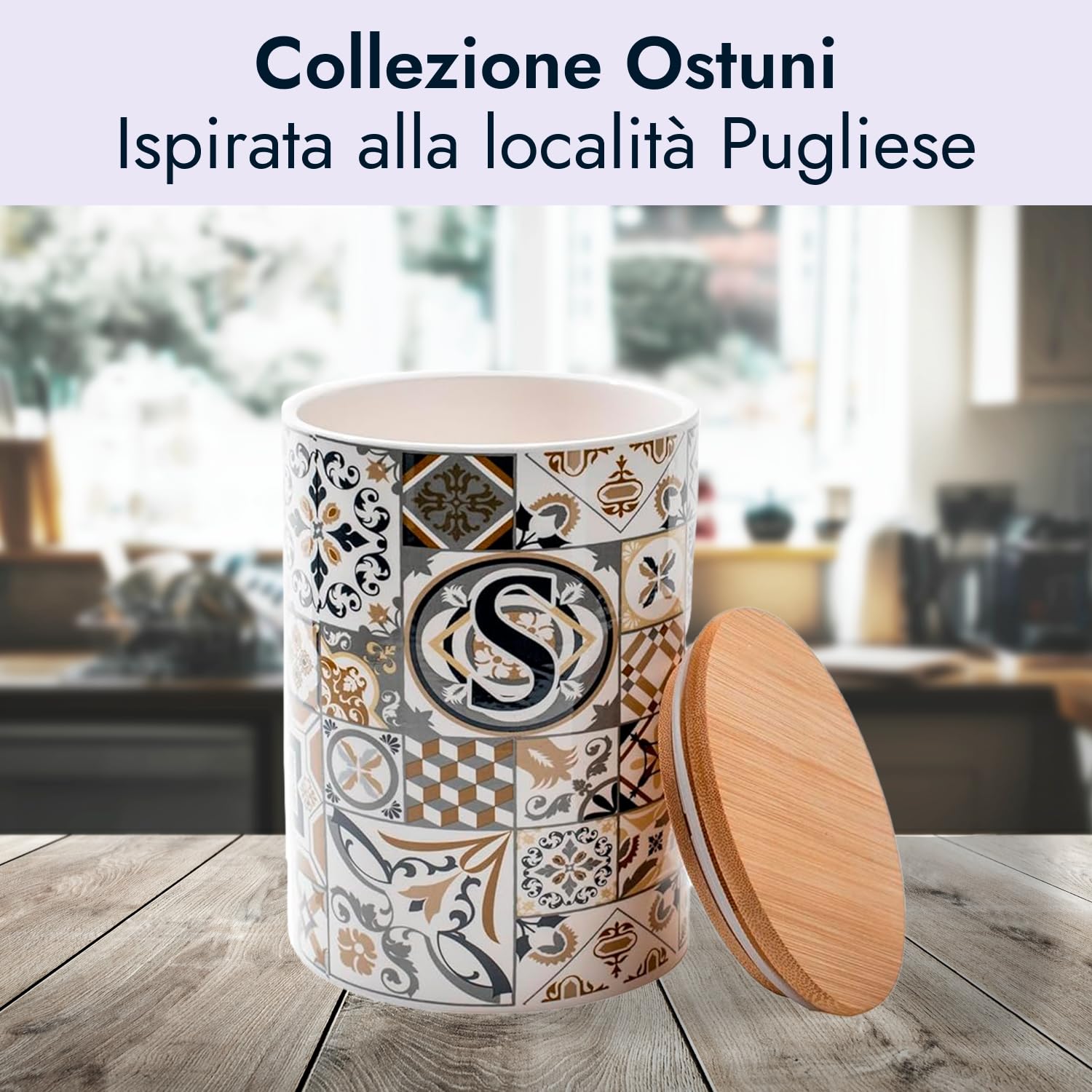 Set 3 Barattoli Sale Zucchero e Caffè 750 ml in Ceramica VdE Tivoli