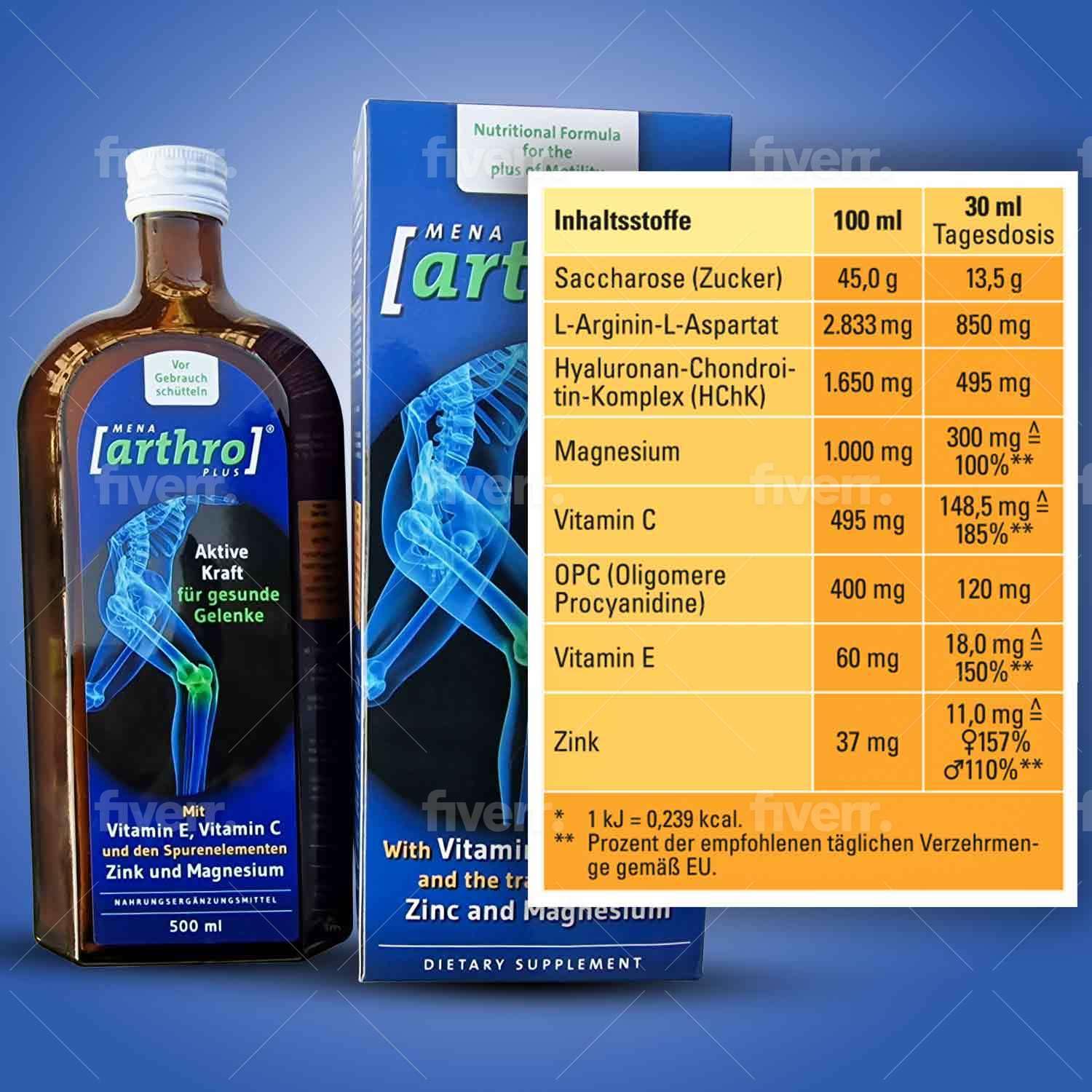 MENA arthro Plus - Flüssige Nahrungsergänzung für starke Gelenke - Made in Germany