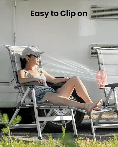 Miniatura 7 de Gaiatop Ventilador portátil con clip, funciona con pilas, pequeño y potente de 3 velocidades, silencioso de rotación de 360, mini ventilador de