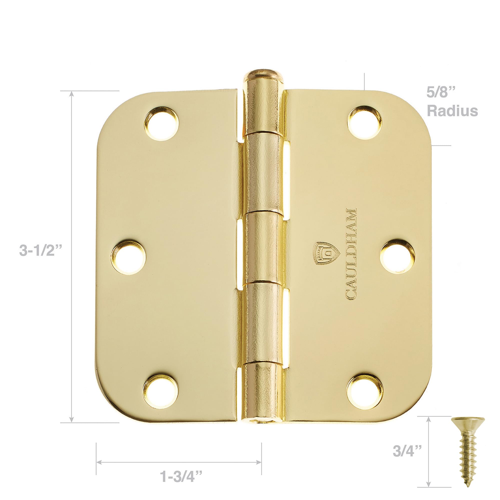 Cauldham Confezione da 12 cerniere per porte interne, resistenti, con angoli di raggio di 1,5 cm, in ottone