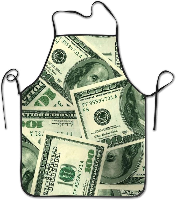 American Dollar Money Adjustable Bib Apron Washable Unisex Cooking