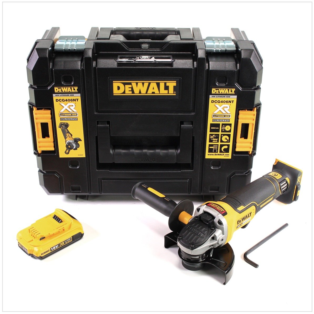 Dewalt DCG 406 18 V 125 mm bezszczotkowy akumulator szlifierka kątowa + 1 x akumulator 2 Ah w zestawie TSTAK
