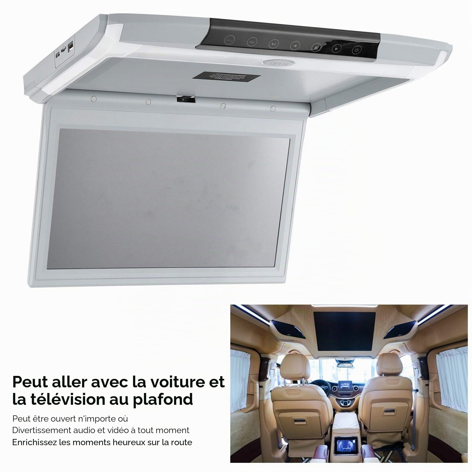 Lecteur aérien de Voiture, 11,6 Pouces HD 1080P, écran de Moniteur de Voiture, Lecteur vidéo de Voiture, Prise en Charge HDMI, Moniteur de Voiture Rabattable monté sur Le Toit
