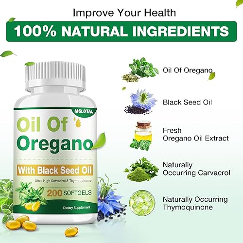 Miniatura 4 de Cápsulas blandas de aceite de orégano  600 cápsulas de aceite de orégano orgánico con aceite de semilla negra, apoyo inmunológico y digestivo, apoyo