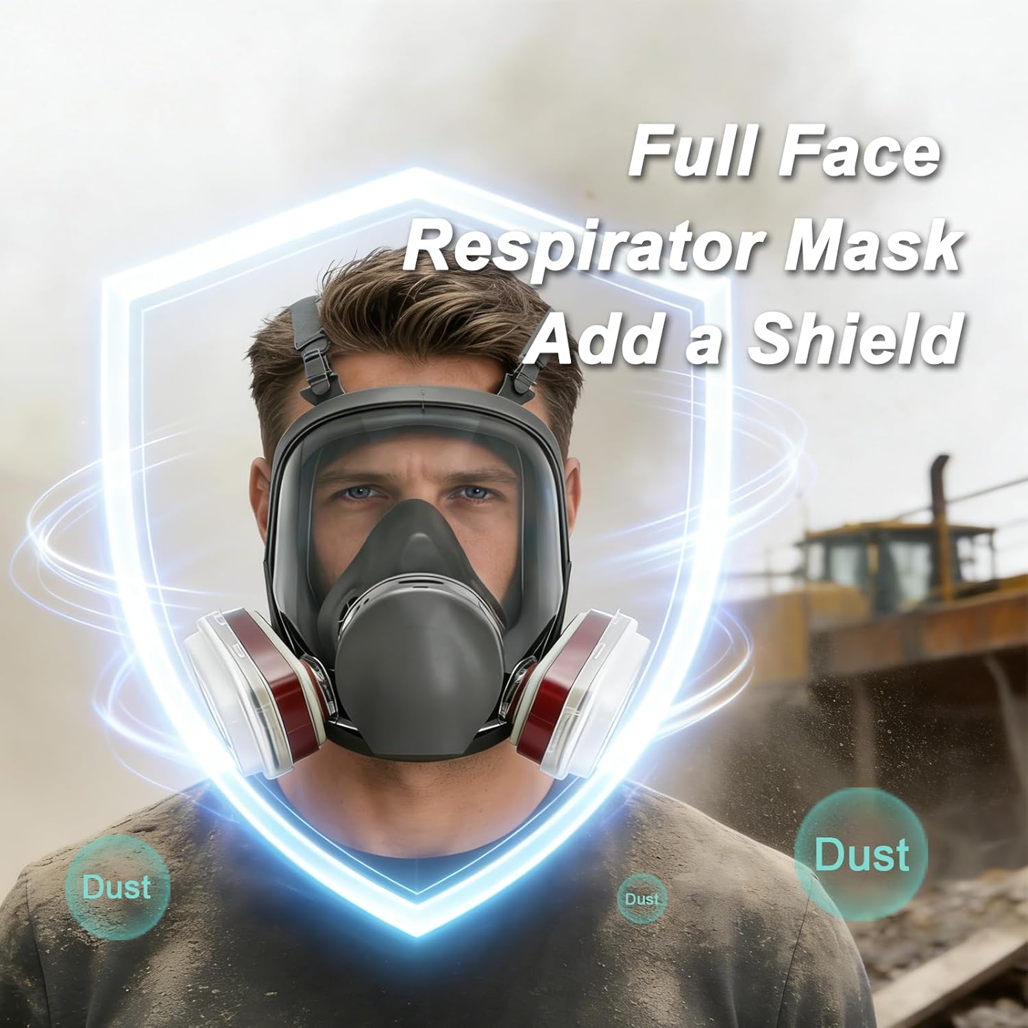 Full Face Respirator Mask With Filters, Reusable Gas Mask For Paint, Spraying, Woodworking And Other Work