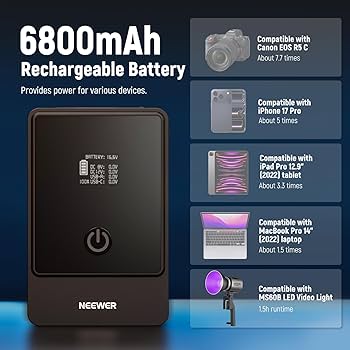 NEEWER Mini V Mount Battery 6800mAh 99Wh 14.5V, PD 65W