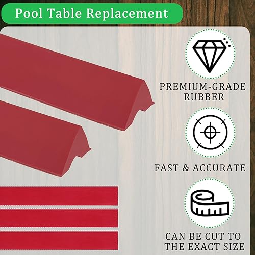 Miniatura 10 de Podoy Kit de repuesto de mesa de billar de 8 pies, parachoques de mesa de billar (juego de 6) con tela de fieltrorevestimientos de cojín (juego de