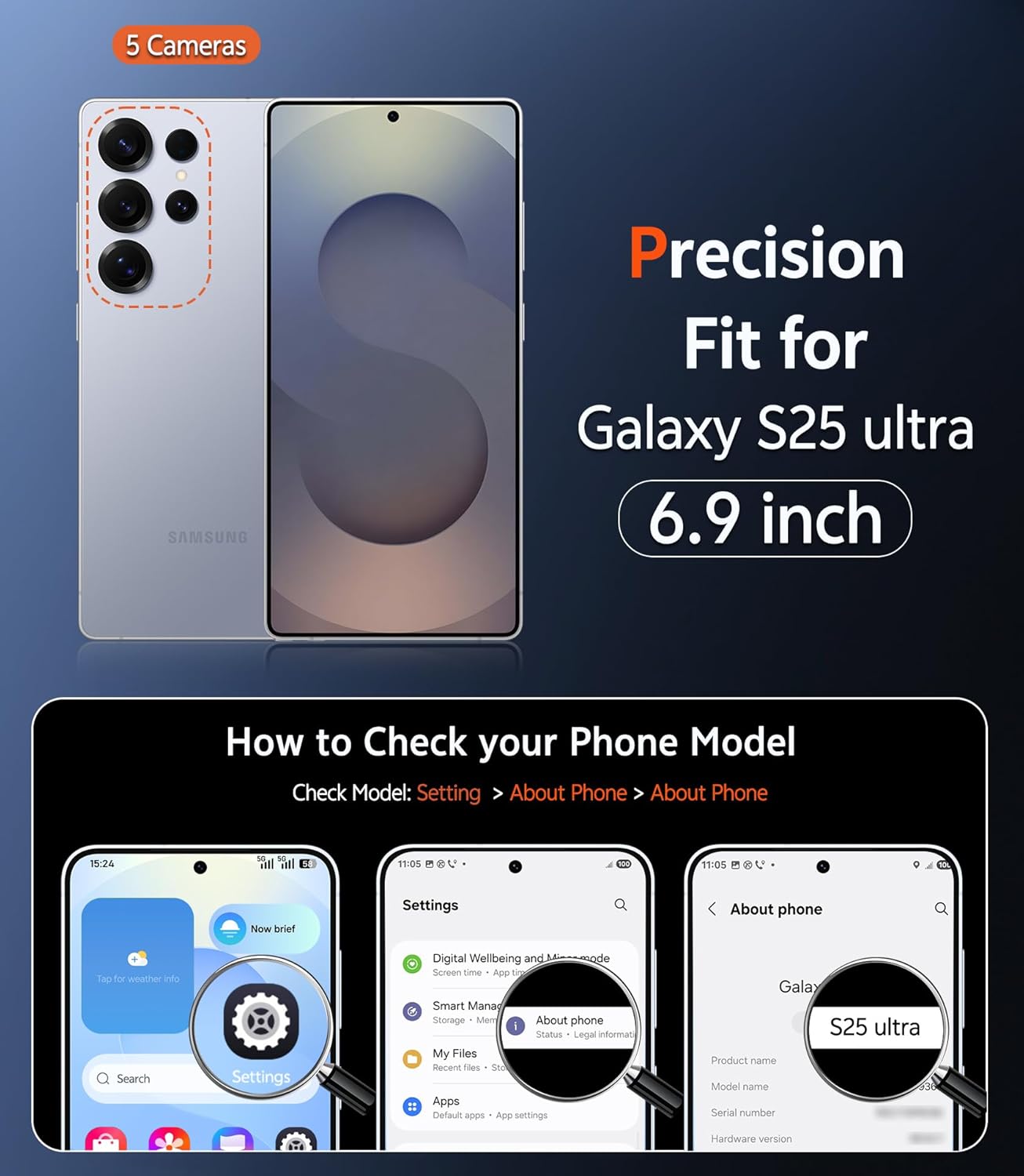 FNTCASE for Samsung Galaxy S25-Ultra Case: Clear Magnetic Phone Cases with Screen Protector Compatible with Magsafe Slim Anti Yellowing Rugged Shockproof Protective Transparent Cell Cover (A-Clear)