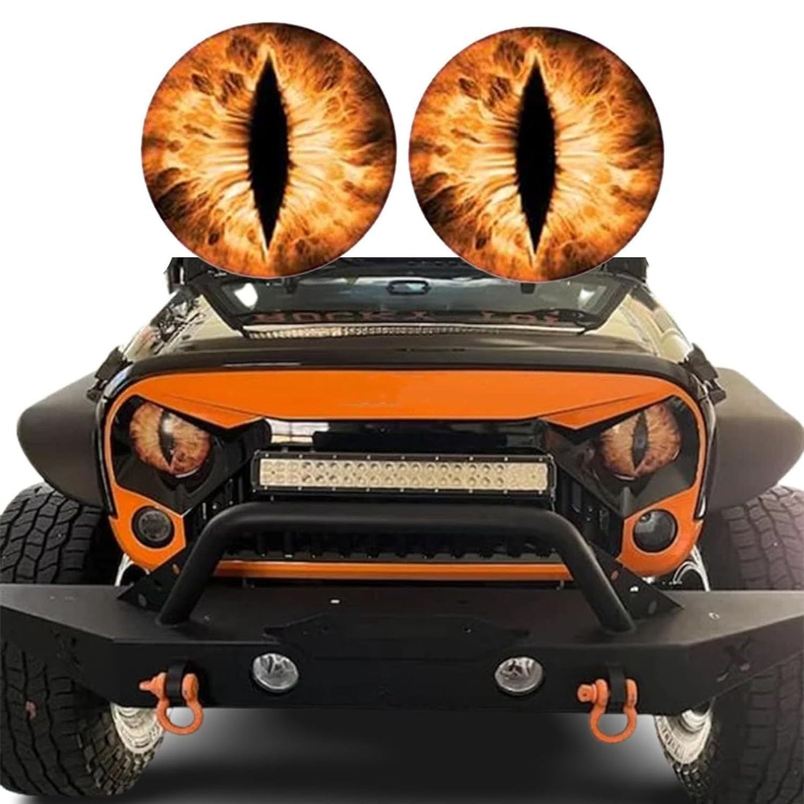 Beast Eyes Headlight Decals,A Pair Beast Eyes Headlight Decals for Jeep,3D Stereo Eyes Headlight Decal Stickers,Car Window Bumper Decoration Stickers(Orange)