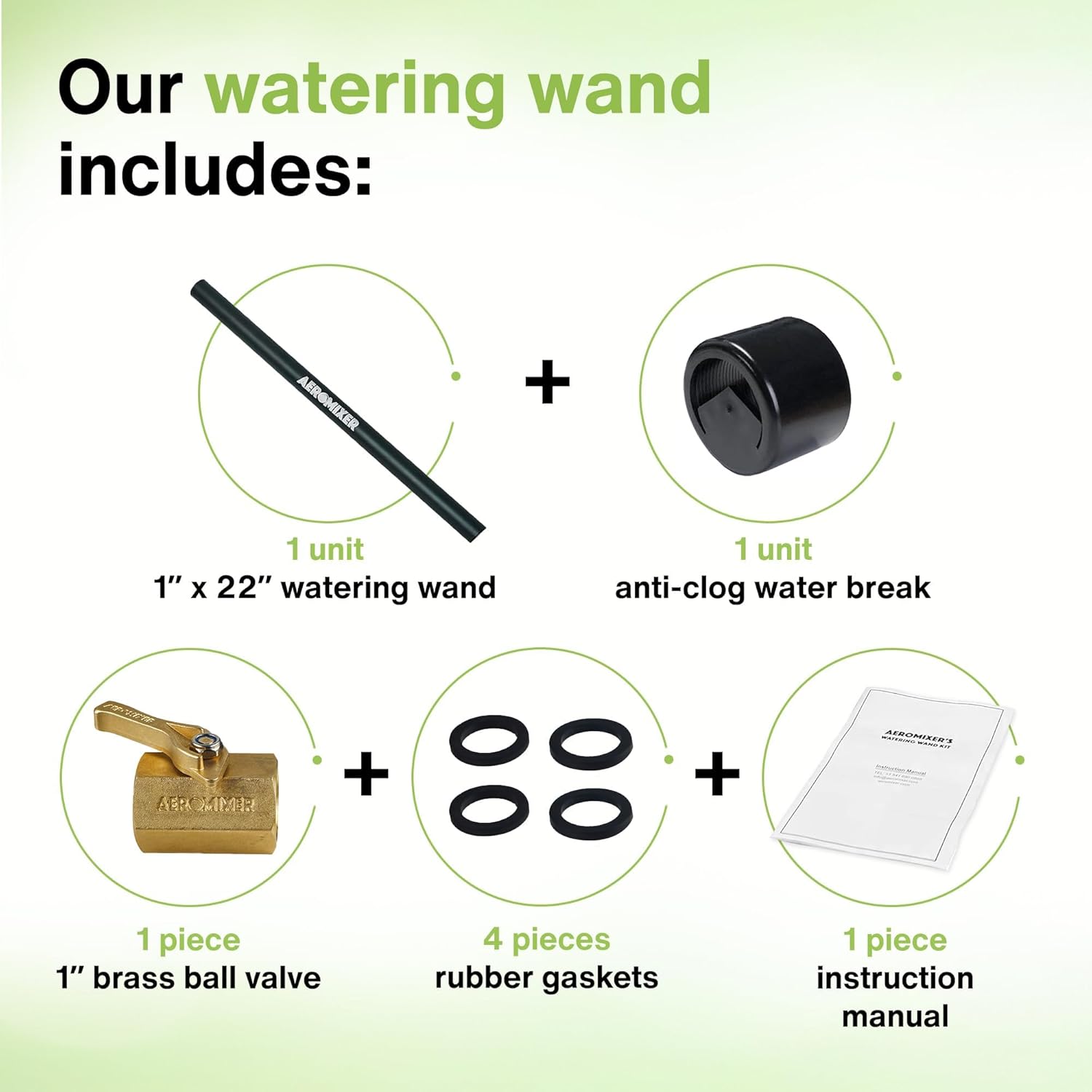 Watering Wand 22" L x 1" W Heavy Duty Garden Watering Wand For Garden Hose with Anti-clog Water Break - Hose Watering Wand Can Be Used with Standard 3/4"Garden Hose with 3/4-1" Adapter Included