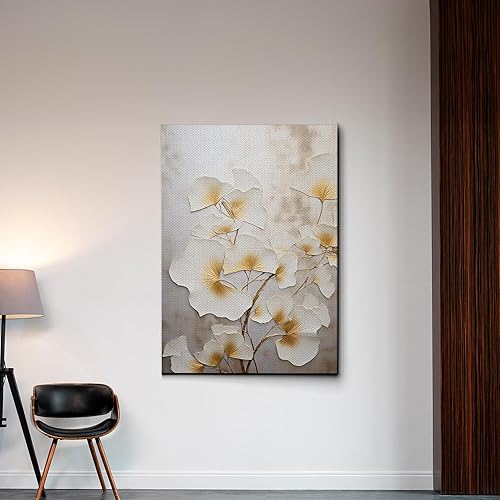 Miniatura 3 de Original Ginkgo biloba Print On Canvas, Modern Textured Gold Wall Art, Abstract Gold Leaves Print, Living room Wall Decor, Home Decor, Decor