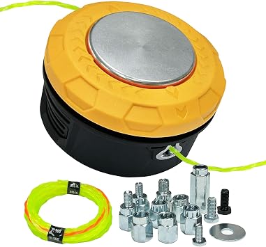 Universal Weed Eater Head,Easy Feed Trimmer Bump Head with Wear-resistant rotating iron plate, Weed Wacker Head Trimmer Head for Echo,Ego,Dewalt,Stihl,Ryobi...with 14ft 095Trimmer Line,Yellow