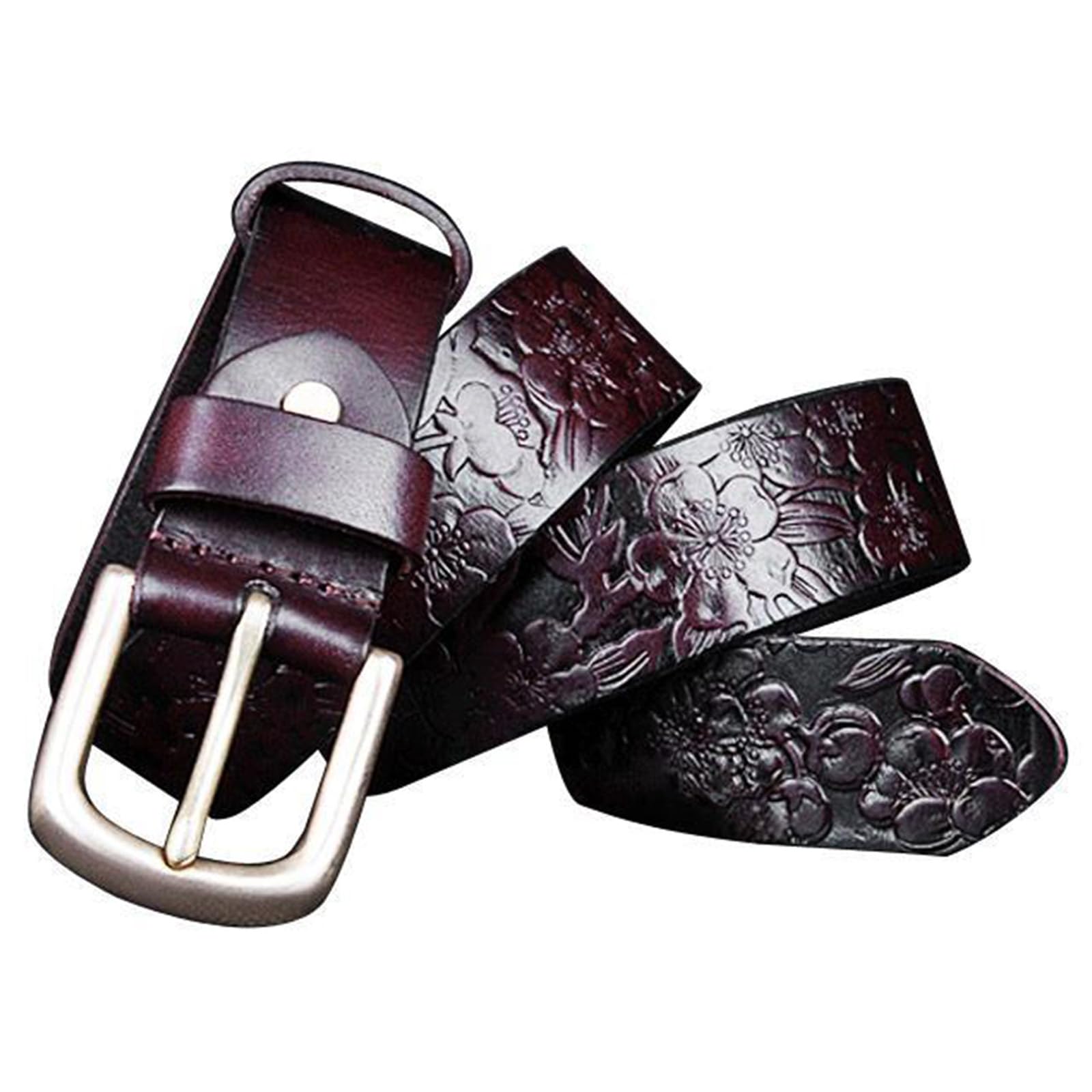 Cintura Donna Da Uomo in Pelle, Engraved Floral Cinture Con Vintage Fibbia, Occidentale Cowboy Cowgirl, Accessori Alla Moda Per Jeans Pantaloni