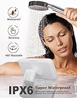 Vista 2 de Soporte para teléfono de ducha mejorado resistente al agua con orificio para altavoz, pantalla táctil, soporte para teléfono de ducha, estuche