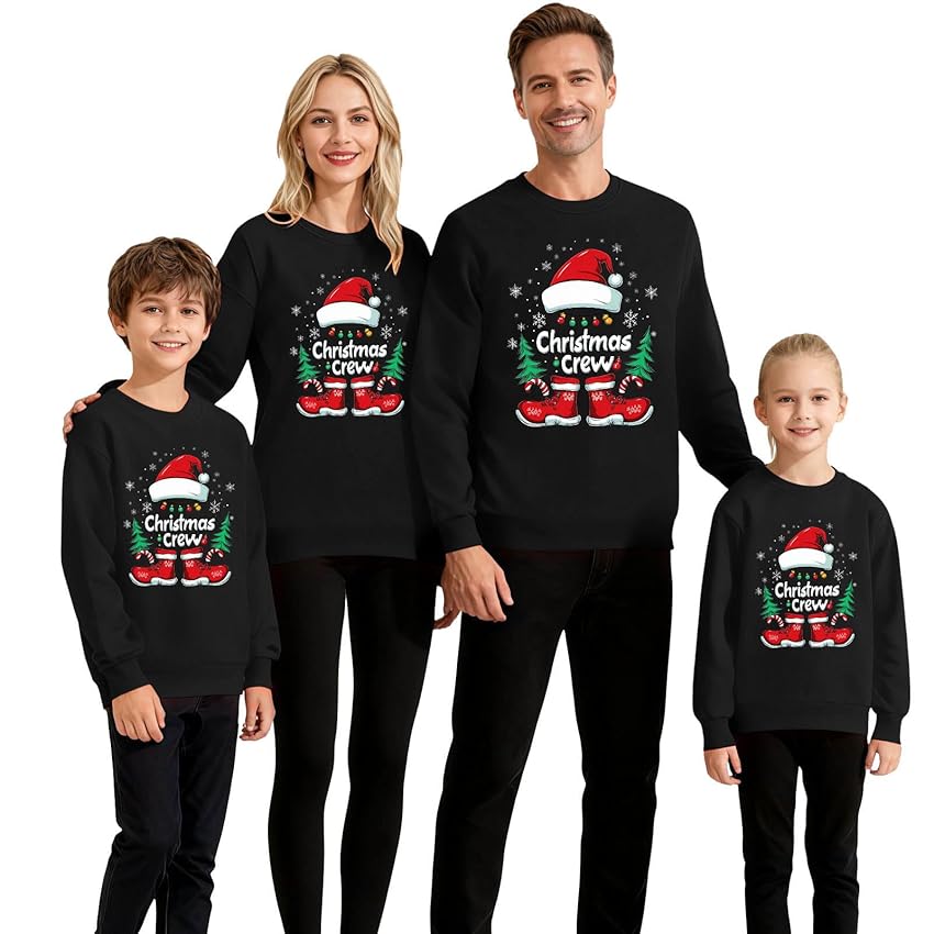 Generico Maglione Natalizio Famiglia - Maglioni Natale Famiglia Maglie Termica Manica Lunga Maglioni Natale Coppia Taglie Forti Felpa Natalizie Invernale Abbigliamento Natalizio Donna Uomo