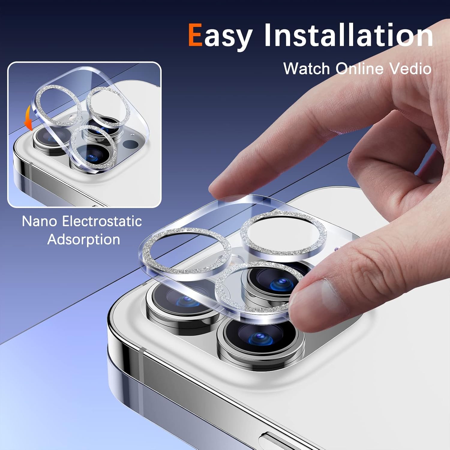 UniqueMe 3 Pack Compatible for iPhone 14 Pro Max/iPhone 14 Pro Camera Lens Protector,[[Scratch-Resistant] Case Friendly]- Silver