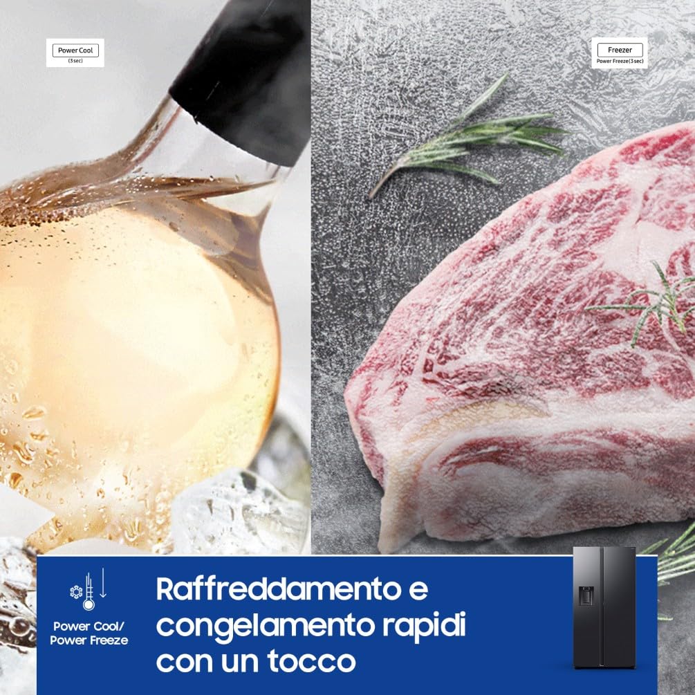 FRIGORIFERO SIDE BY SIDE SAMSUNG RS80F66KBFEF NERO 634 L INVERTER DISPENSER ACQUA E GHIACCIO LIBERA INSTALLAZIONE CLASSE B (Ricondizionato)